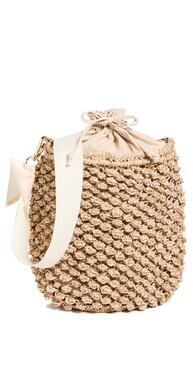 KAYU Odessa Small Straw Bucket Bag In Natural